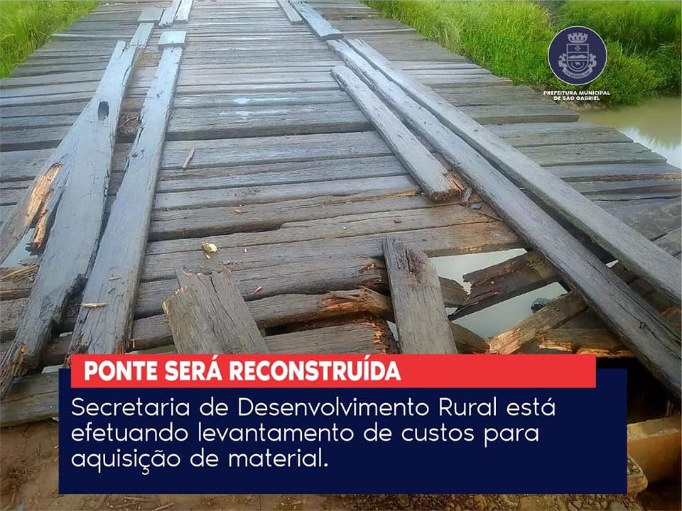 PREFEITURA VAI RECONSTRUIR PONTE DO ASSENTAMENTO MADRE TERRA