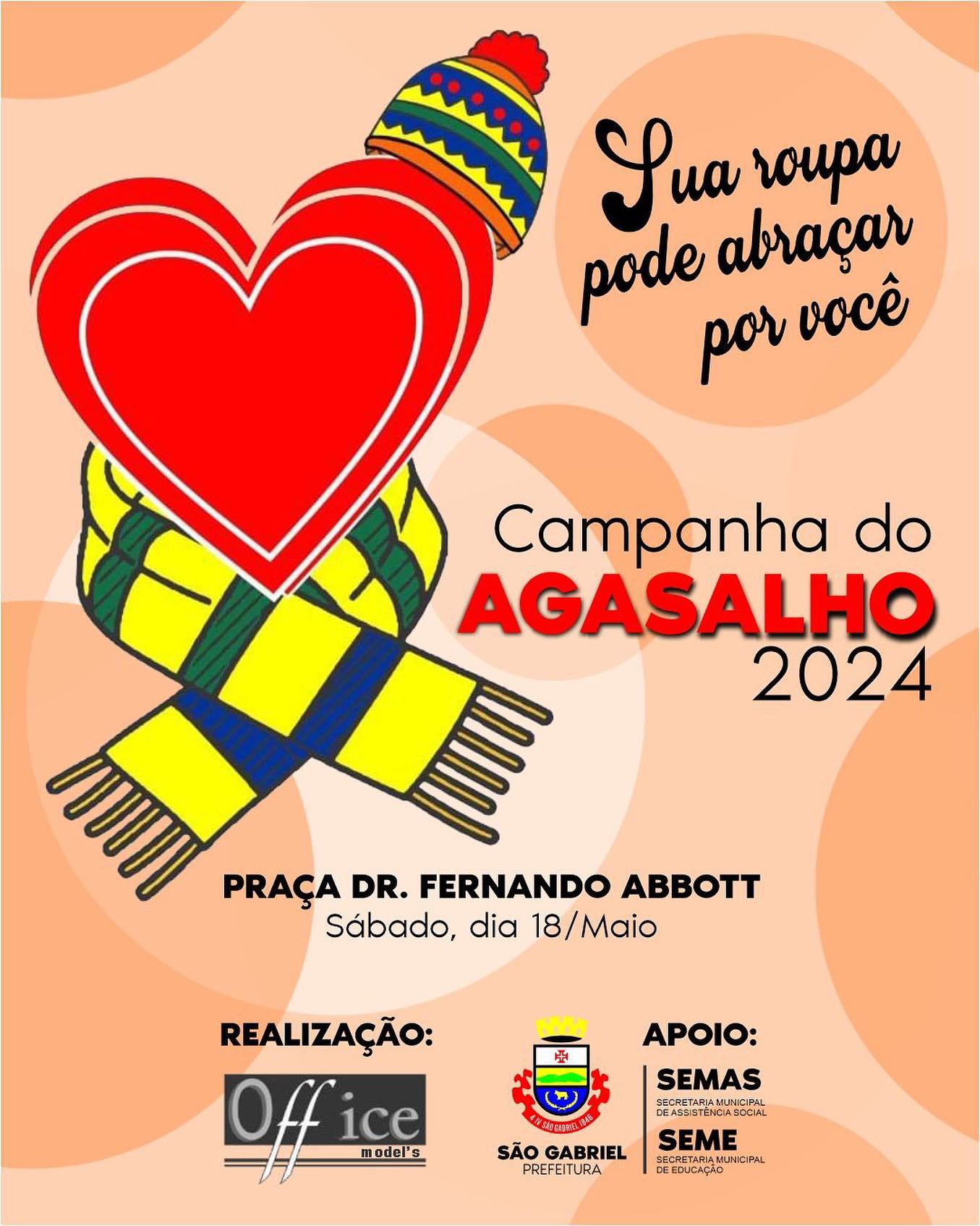 CAMPANHA DO AGASALHO COMEÇA NESTE SÁBADO.